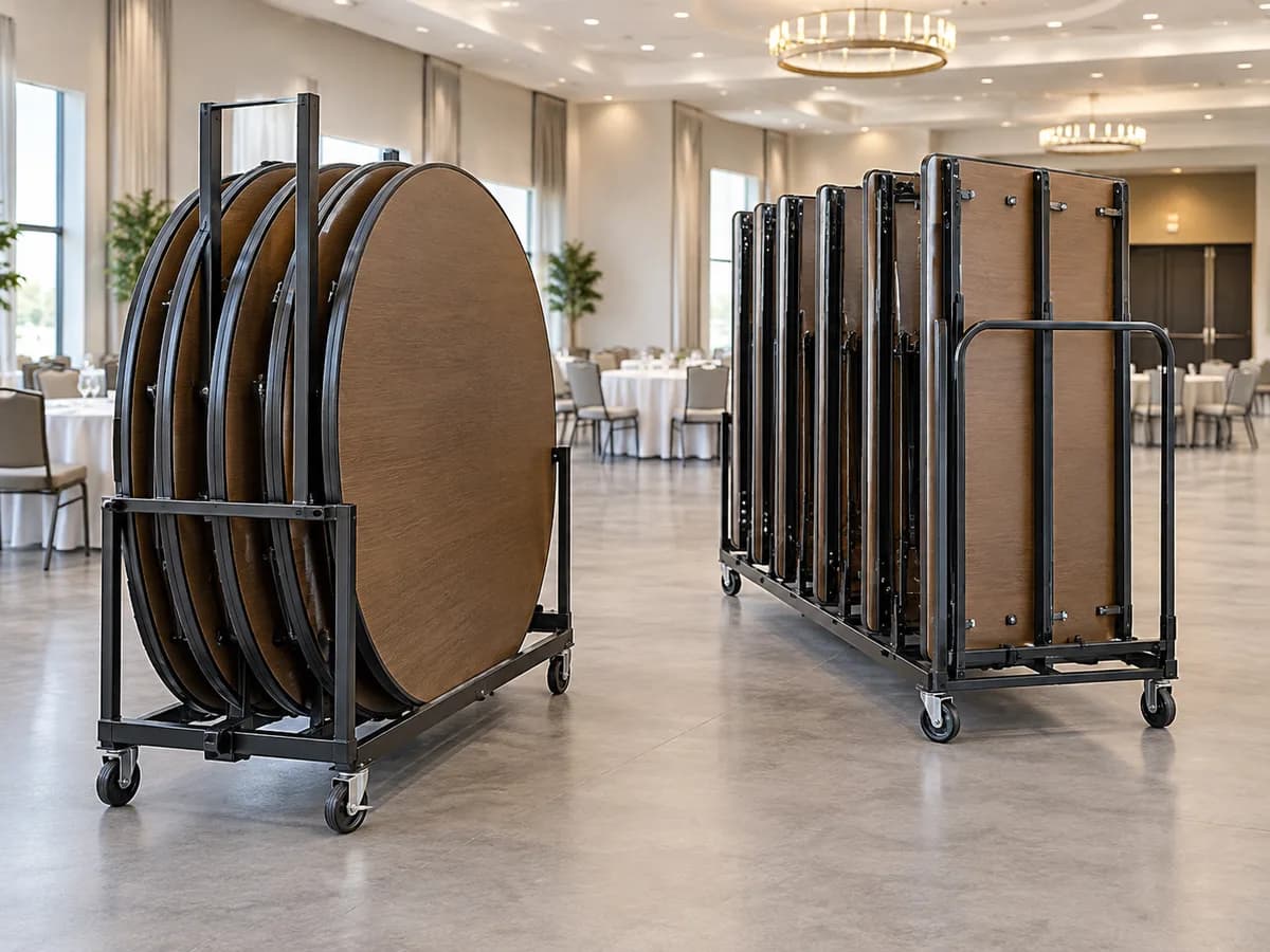 Banquet table storage racks