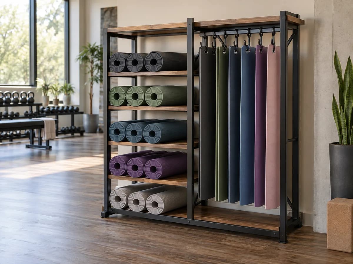 Yoga mat storage racks